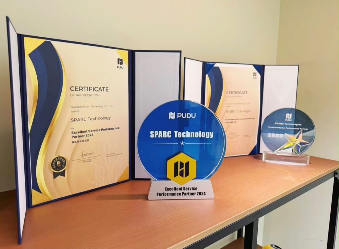 Pudu certificates and trophies awarded to SPARC Technologies