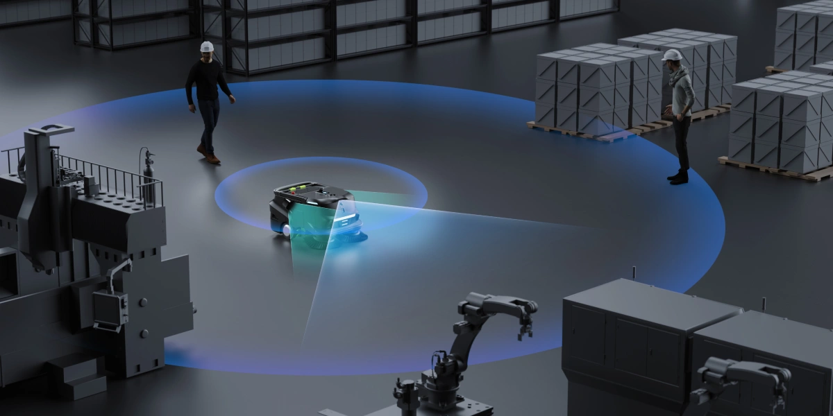 Delivery robot self-localizing with a sensing field